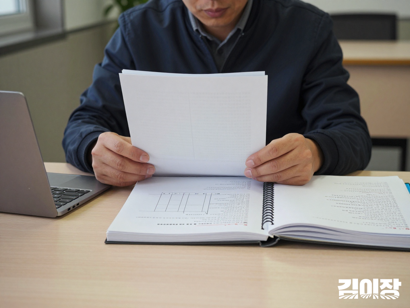 사업계획서와 데이터 화면을 함께 검토하는 농식품 조사 담당자