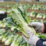 배추와 무 시료를 검사대에서 다루는 잔류농약 안전성 조사 장면
